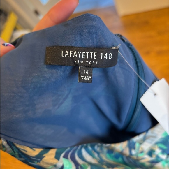 Tropical Cotton and Silk Lafayette 148 New York Maxi Dress Women's Size 14 - Picture 2 of 7